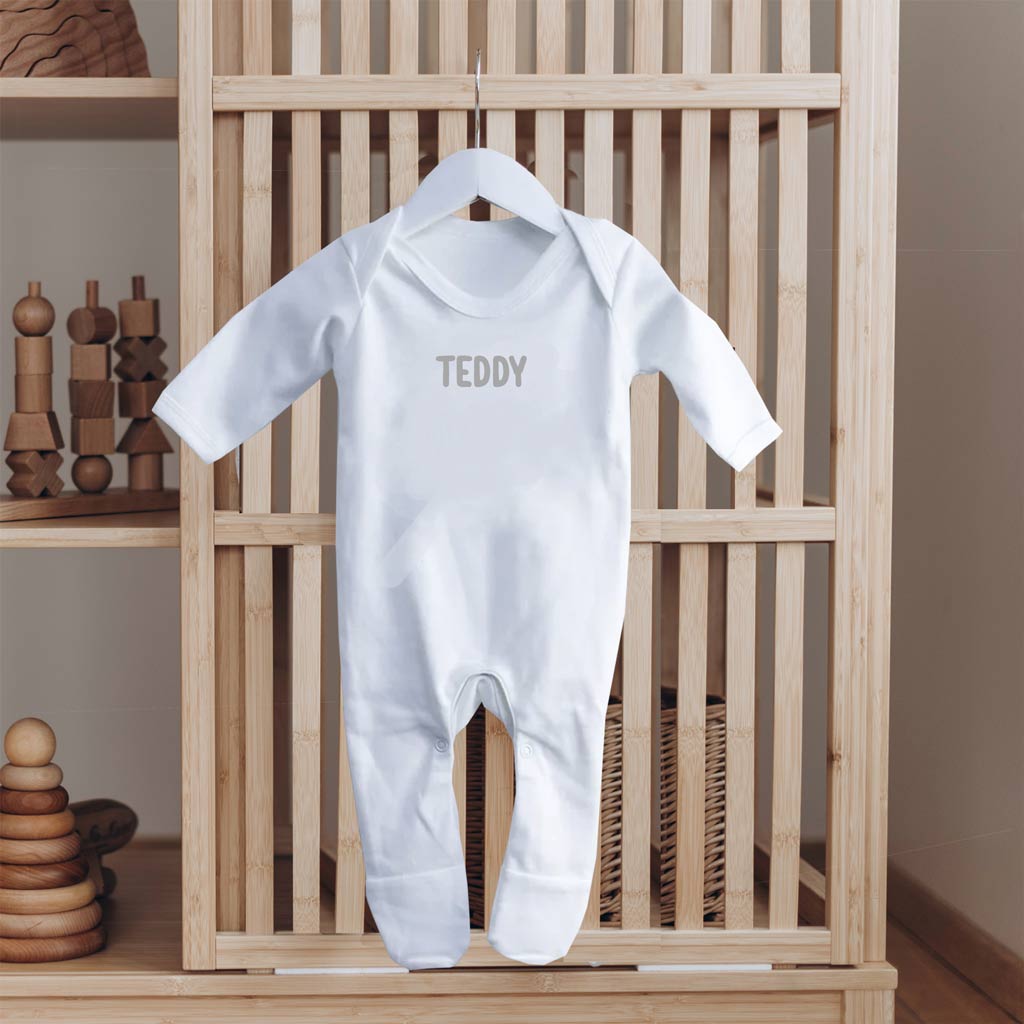 Personalised White Baby Sleepsuit
