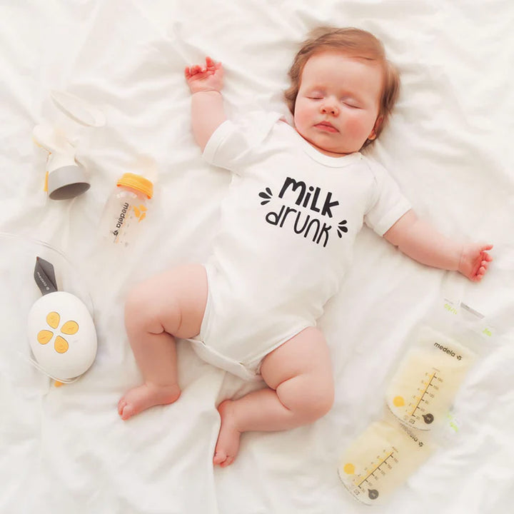 Fred & Noah 'Milk Drunk' Cotton Baby Bodysuit 0-3 months