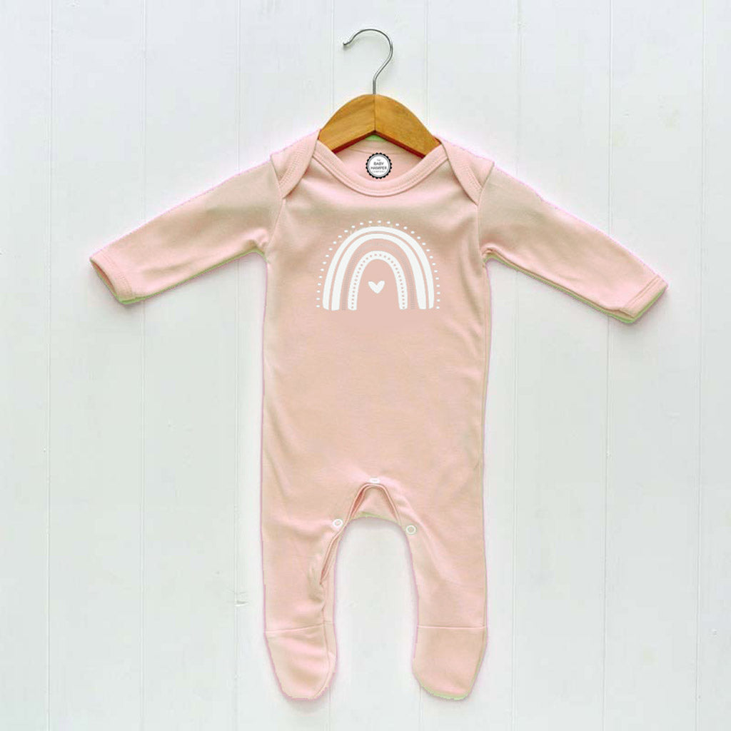 Baby Girls Sleepsuit, Blush Pink, Rainbow Print, 0-3 months