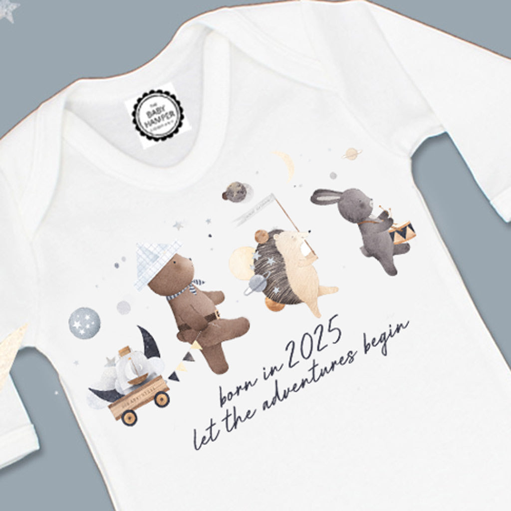 'Born In 2025...Let the Adventures Begin' Baby Sleepsuit 0-3 months