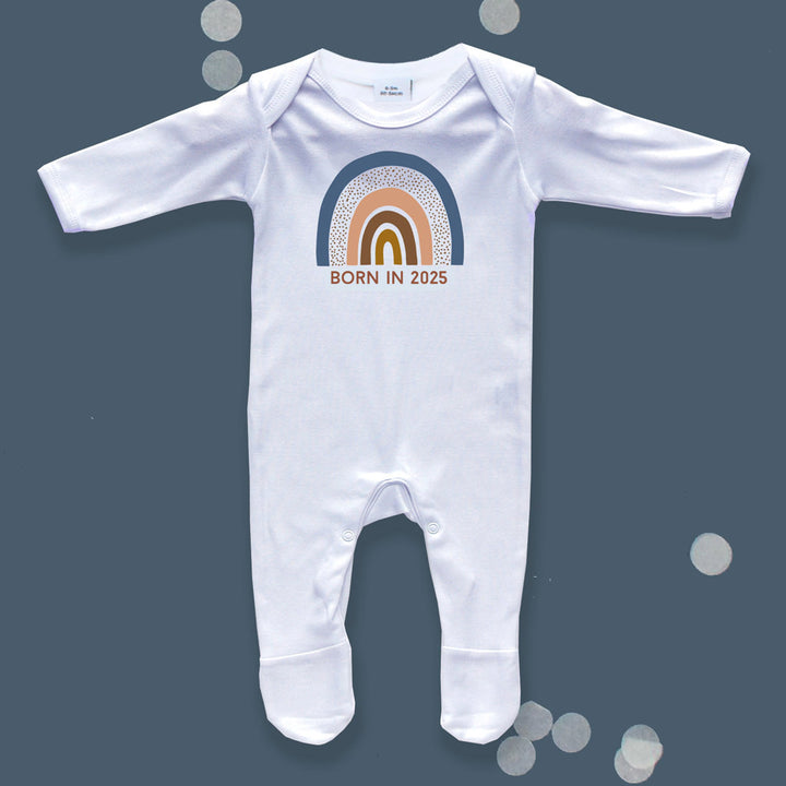 Born In 2025 Boho Rainbow Baby Sleepsuit 0-3 months