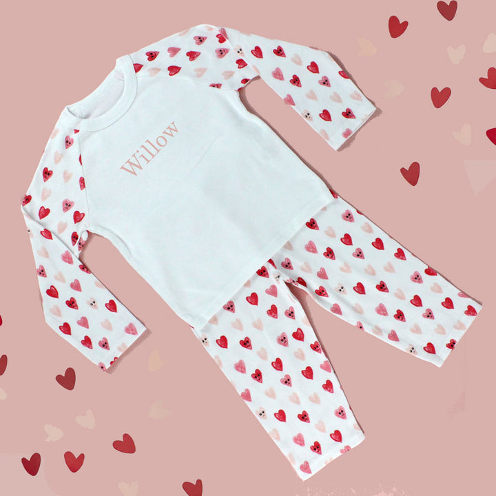 Heart Print Children's Pyjamas, 1-2 Years - Personalise