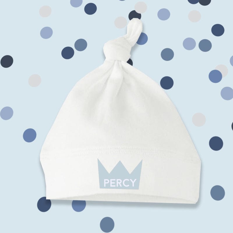 Blue Crown Baby Knotted Hat - Personalise