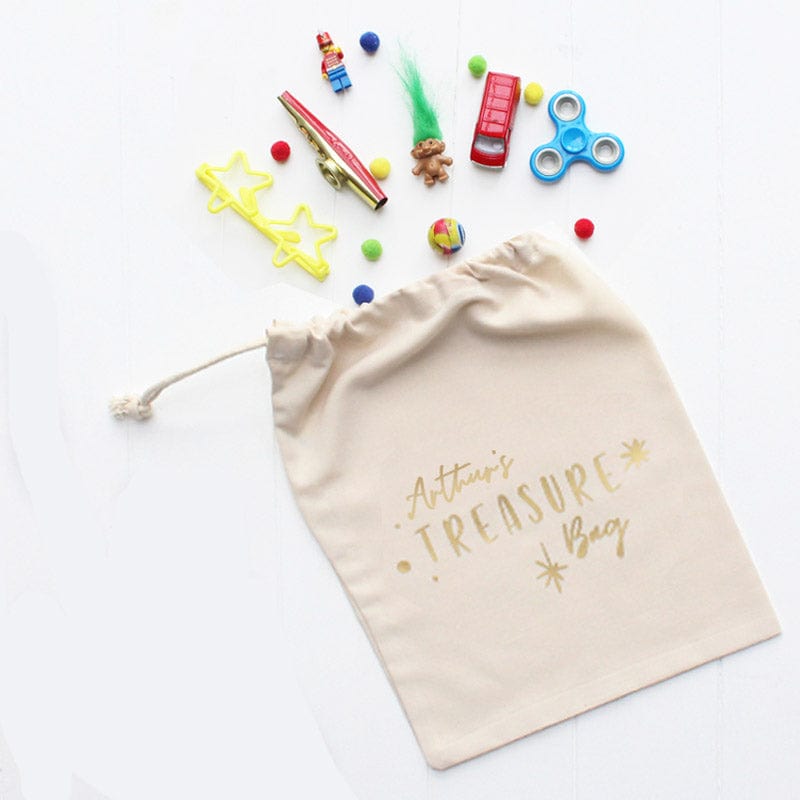 Children's Drawstring Treasure Bag With Personalise Name