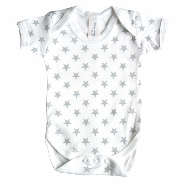 Grey Star Print Unisex Bodysuit, 0-3 months