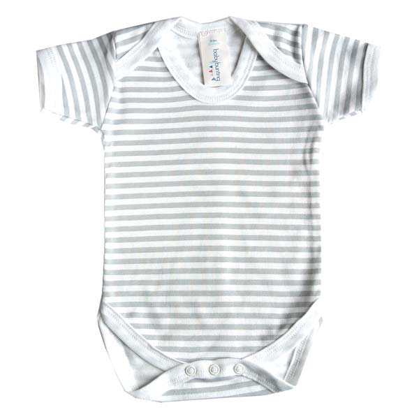 Grey Stripe Print  Baby Bodysuit, 0-3 months