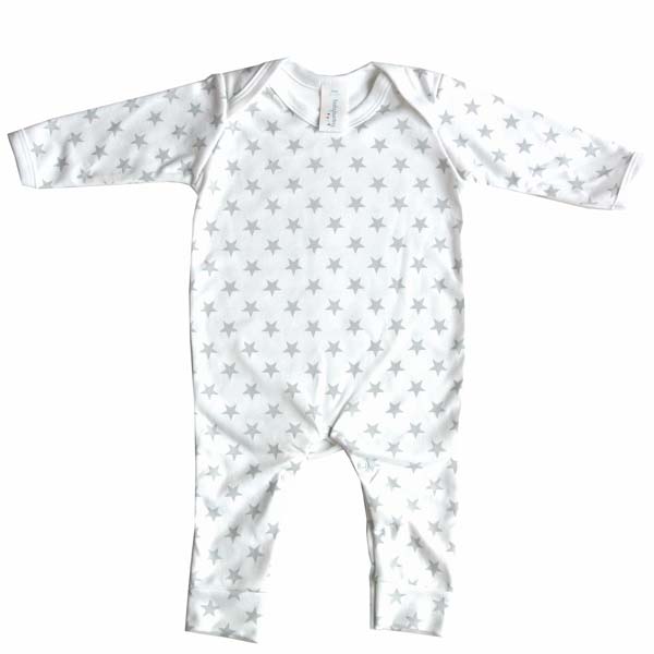 Grey & White Star Print Rompersuit, 0-3 months