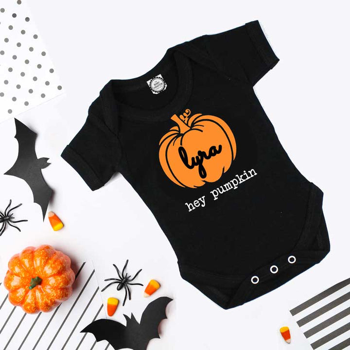 Halloween Black Personalise Pumpkin Bodysuit, 0-3 Months