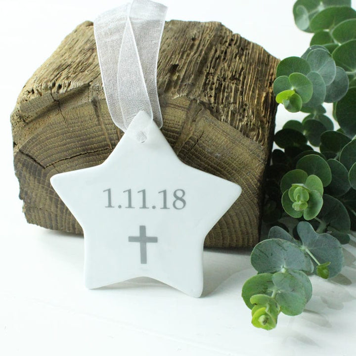 Hanging Christening Ceramic Star - Personalise