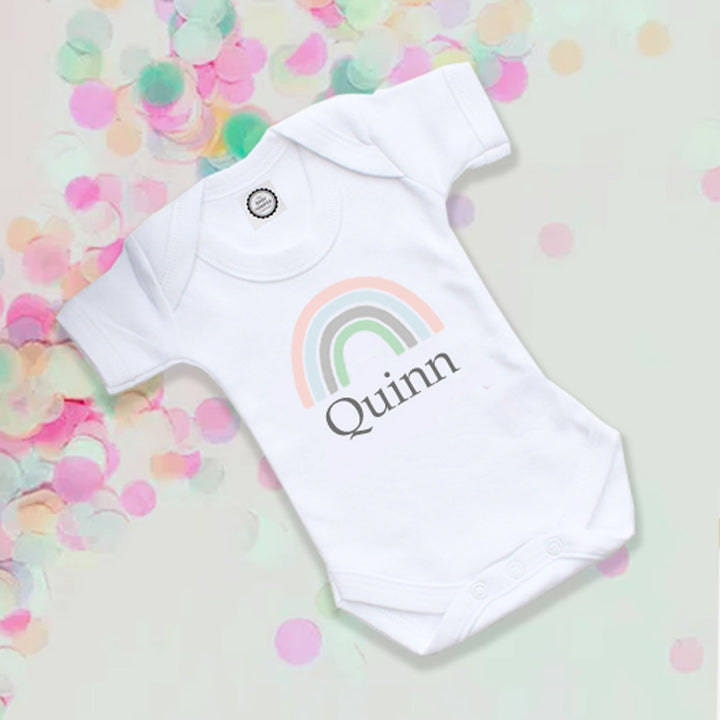 Pastel Rainbow Personalise Baby Bodysuit - 0-3 months