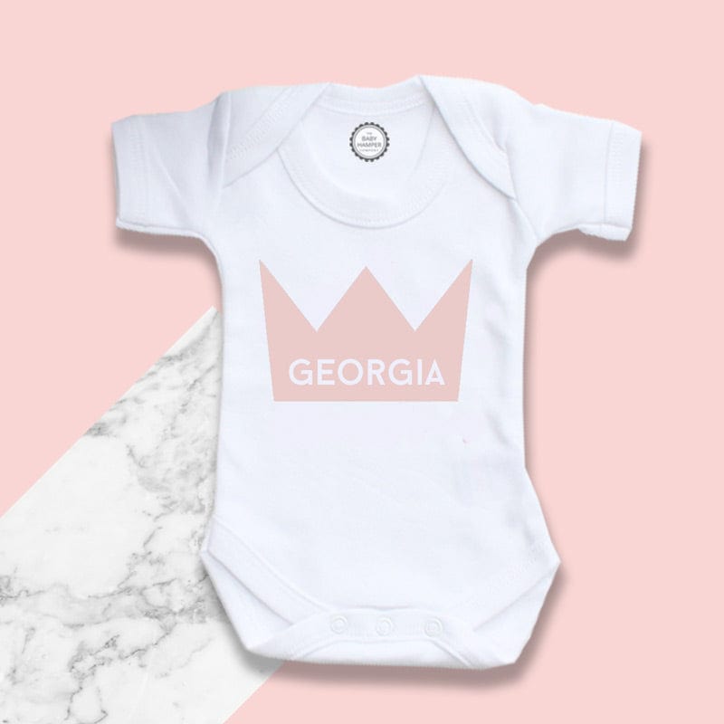 Pink Crown Baby Bodysuit - Personalise