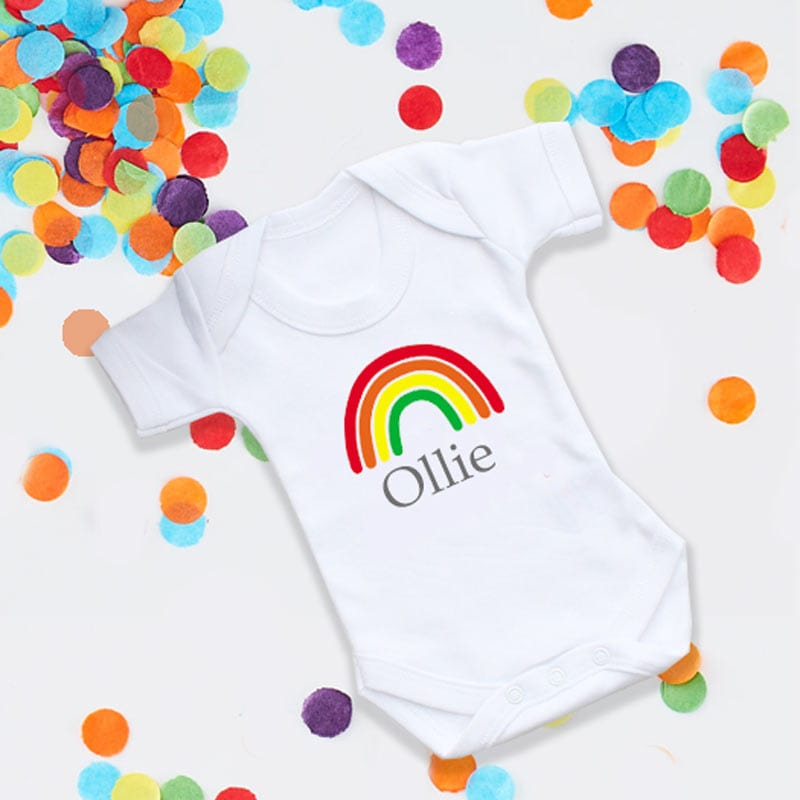 Rainbow Personalise Baby Bodysuit - 0-3 months