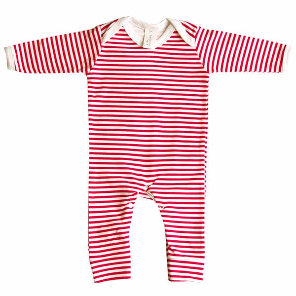 Red & White Stripe Rompersuit, 0-3 months